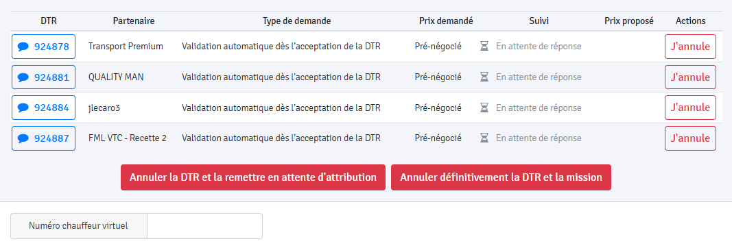 Exemple de traitement et d’annulation d’une DTR
