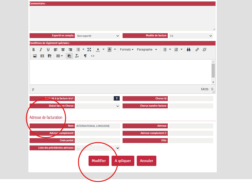 Modifier l'adresse de facturation sur une facture déjà générée – Centre ...